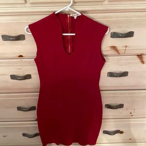 Scoop Neck Dark Red Dress